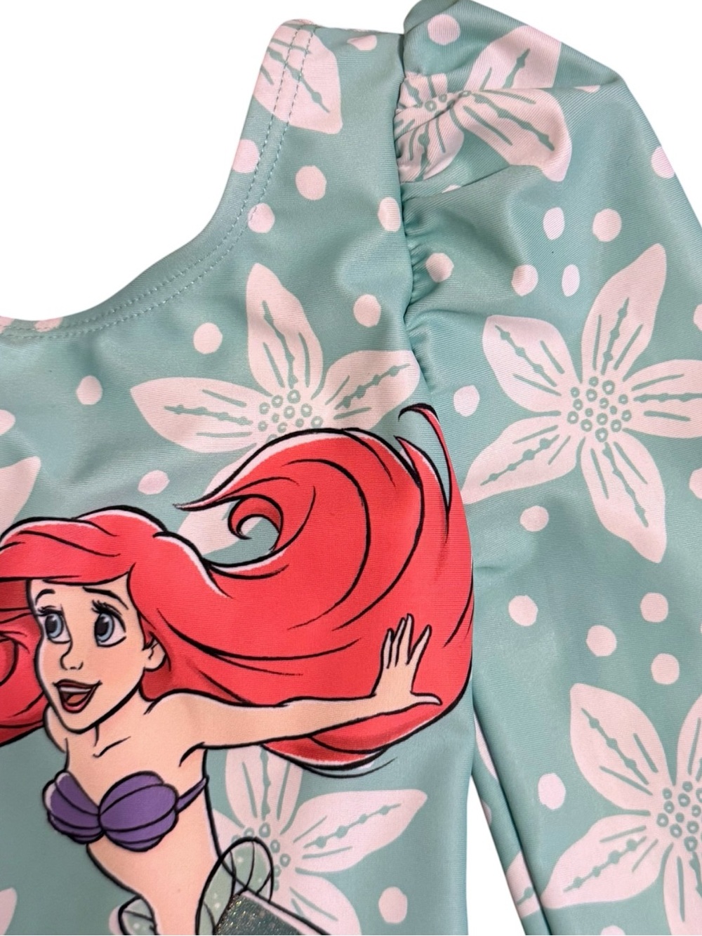 Disney Princess Ariel One Piece Swimsuit Girls Size 4T Long Sleeve Beach Pool - Picture 6 of 6